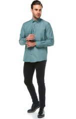 Varetta Erkek Yeşil Klasik Kesim Uzun Kol Tek Cepli Gömlek
