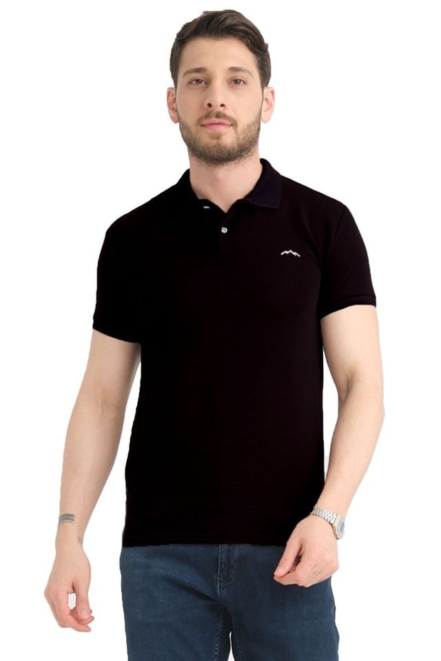 Varetta Siyah Pamuklu Kısa Kollu Polo Yaka T shirt