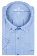 Varetta Erkek Mavi Büyük Beden Çizgili Kısa Kollu Yazlık Gömlek