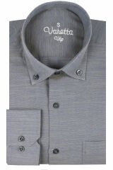 Varetta Erkek Füme Düz Uzun Kollu Pamuklu Keten Efektli Yaka Düğmeli Gömlek