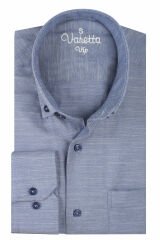 Varetta Erkek Mavi Mor Düz Uzun Kollu Pamuklu Keten Efektli Yaka Düğmeli Gömlek