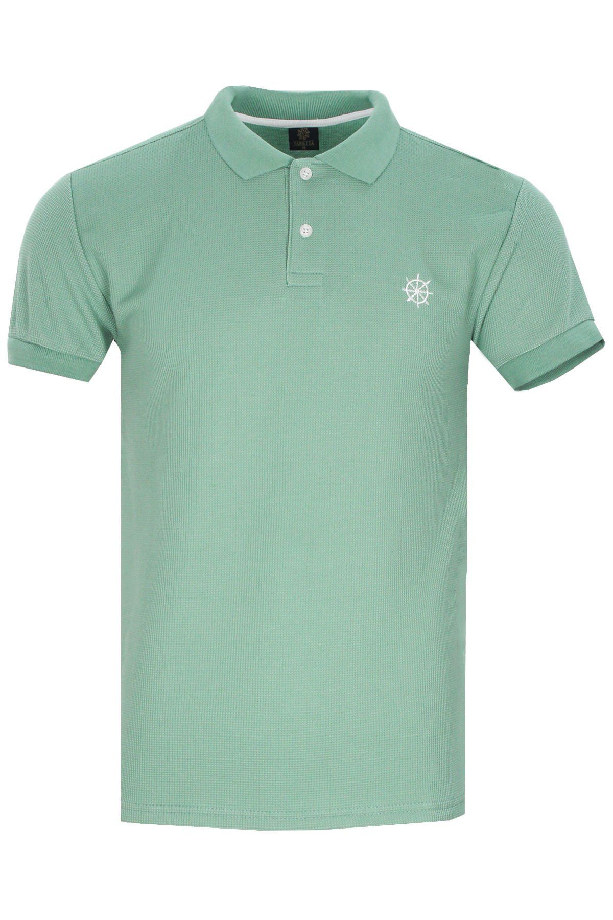 Varetta Erkek Mint Yeşili Polo Yaka Pamuklu Waffle T-shirt