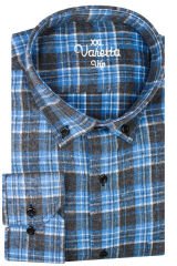 Varetta Erkek Mavi Kareli Klasik Kesim Yaka Düğmeli Kışlık Gömlek