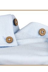 Varetta Erkek Buz Mavi Keten Slim Fit Uzun Kollu Yaka Düğmeli Gömlek