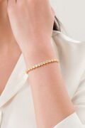 4.4 mm Gümüş Altın Gold Kaplama Beyaz Zirkon Taşlı Pırlanta Montürlü Su Yolu Bileklik