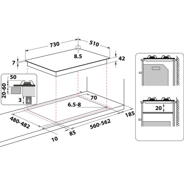 GMA7522/IX IXELIUM LEVHALI 73 CM OCAK