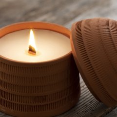 El Yapımı Seramik Çıralı Soya Mum/Yasemin Koku