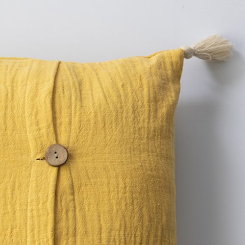 Tarhun Püsküllü Dekoratif Yastık/ Sarı/45x45