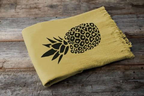 Pineapple Tahta Baskı Peştemal/Sarı-Antrasit