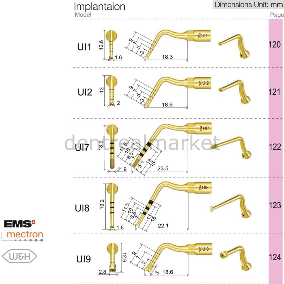 Ultrasurgery İmplant Uçları - Woodpecker / Mectron / Ems