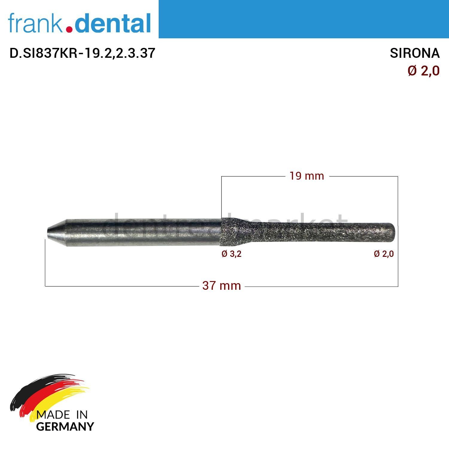 SIRONA Elmas Cad Cam Drill 2,0 mm