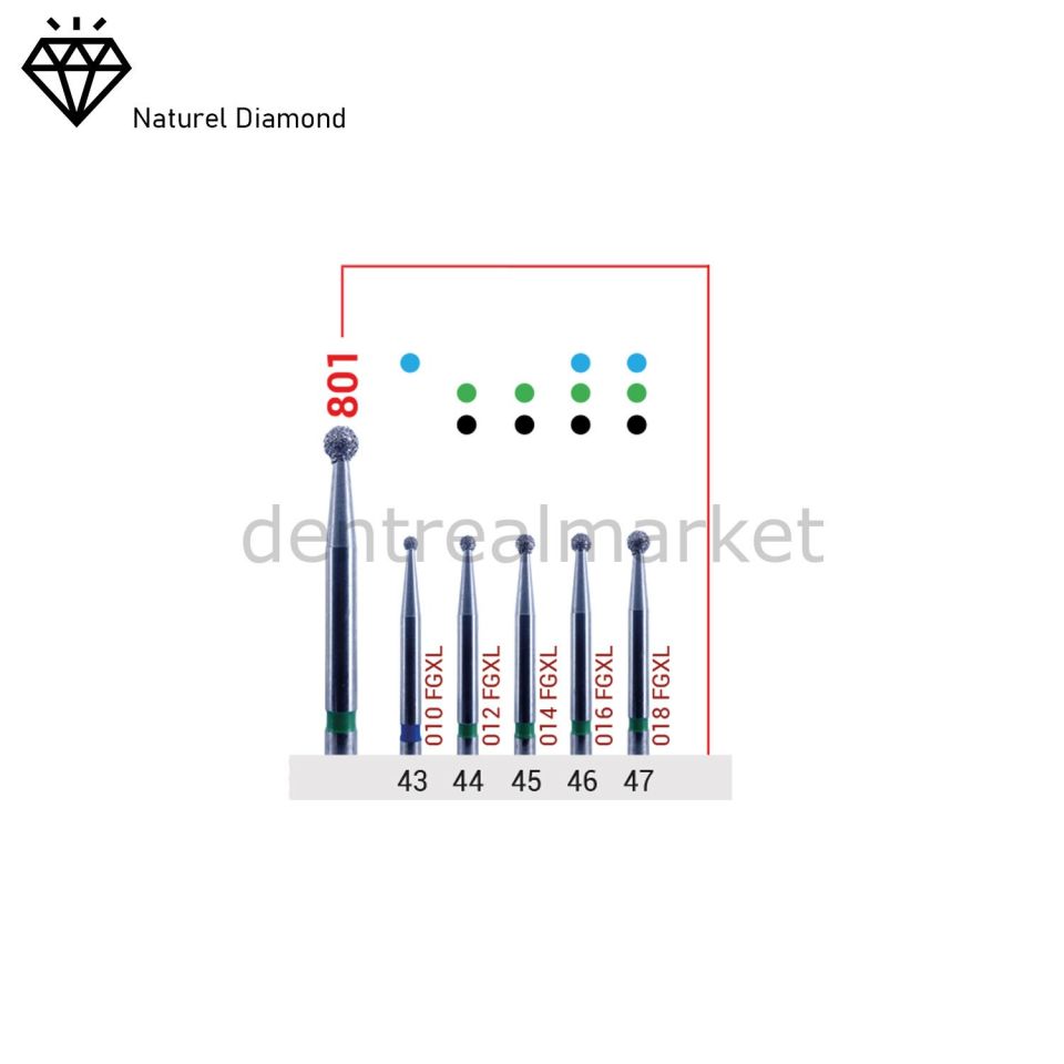 Doğal Elmas Frez - Uzun Rond - 801 - 5 Adet