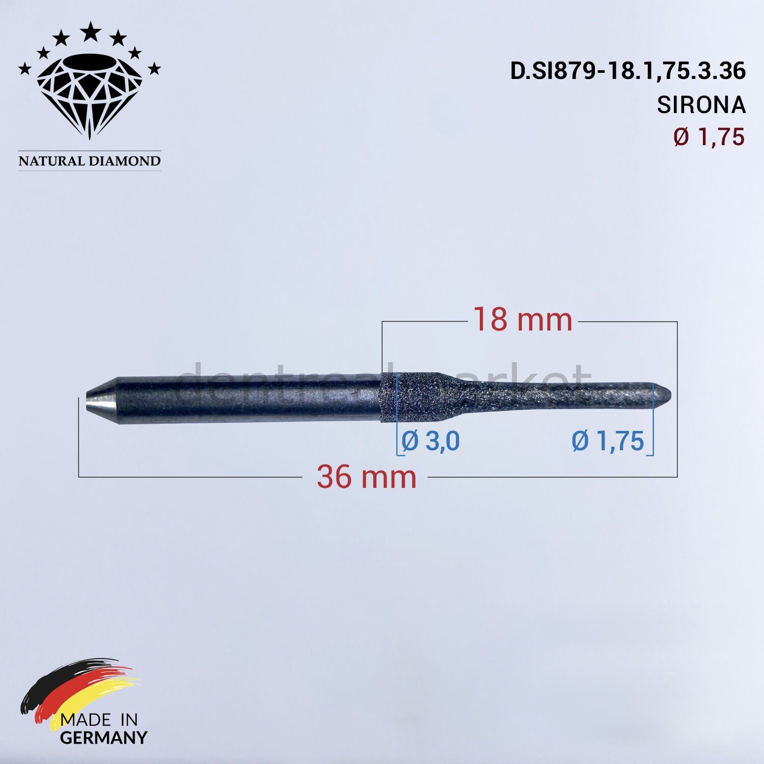 SIRONA Elmas Cad Cam Drill 1,75 mm