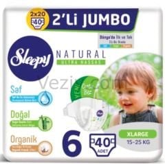 Sleepy Natural Bebek Bezi 6 Numara Xlarge 2'li Jumbo 40 Adet