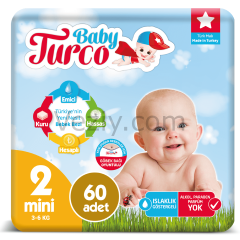 Baby Turco Bebek Bezi 2 Numara Mini 60 Adet