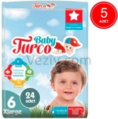 Baby Turco Bebek Bezi 16+ KG 6 Beden 5 x 24 Adet