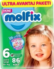 Molfix 3D Ultra Avantaj Paketi Bantlı Bebek Bezi 15+ KG 6 Beden 86 Adet