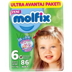 Molfix 3D Ultra Avantaj Paketi Bantlı Bebek Bezi 15+ KG 6 Beden 86 Adet