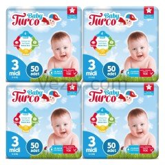 Baby Turco Bebek Bezi 5-9 KG 3 Beden 4 x 50 Adet