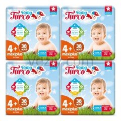 Baby Turco Maxi Plus Bebek Bezi 10-15 KG 4+ Beden 4 x 38 Adet