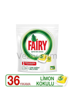 Fairy Hepsi Bir Arada 36 Yıkama Bulaşık Makinesi Deterjanı Kapsülü Limon Kokulu