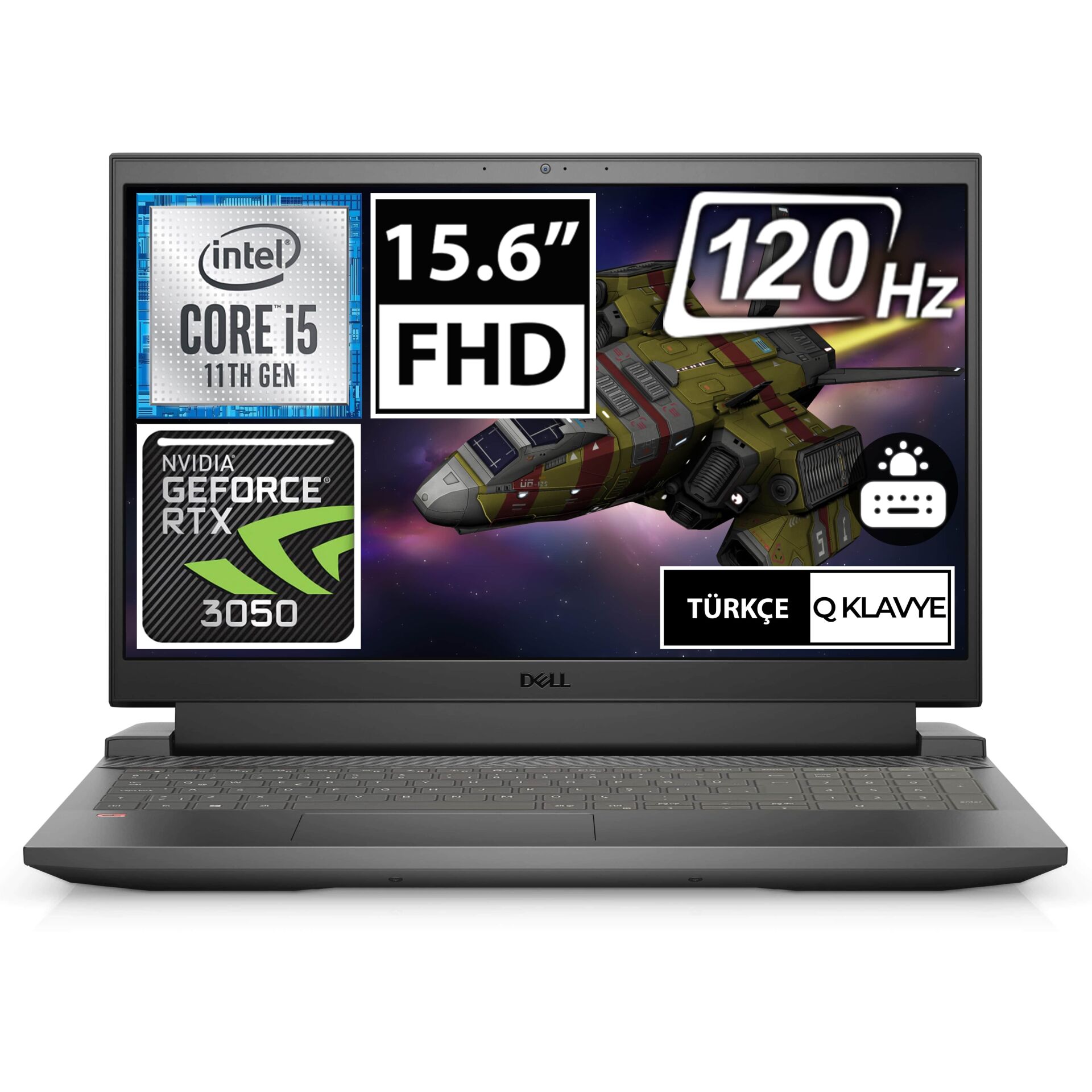 Dell G15 5511 4FBI5F85N05 i5-11260H 16GB 512SSD+1TBSSD RTX3050 15.6'' FullHD FreeDOS Taşınabilir Bilgisayar