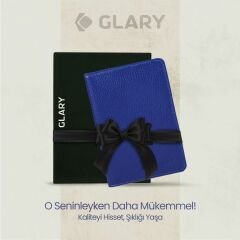 Glary GL203BLU 1.Sınıf Kalite Hakiki Deri (Genuine Leather) Portmone Unisex Pasaport Cüzdanı-Mavi
