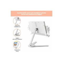 NPO STD007 Okuma Açısı Ayarlı Koruma Kıskkaçlı Alüminyum&ABS Kitap/Tablet/Dergi Standı Modern Rahle