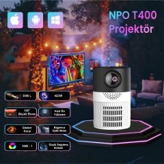 Npo T400 3000L(40ANSI), IOS/Android/Windows/TVbox Uyumlu 360p Gerçek Çözünürlük Taşınabilir Mini Led Projeksiyon