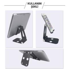 NPO STD20122G Alüminyum Ayarlanabilir Tablet ve Telefon Tutucu Stand Koyu Gri