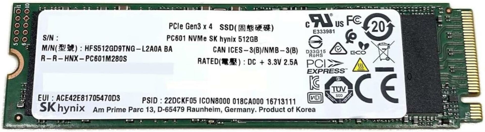 SK Hynix BC901 512GB 2280 M.2 NVMe SSD