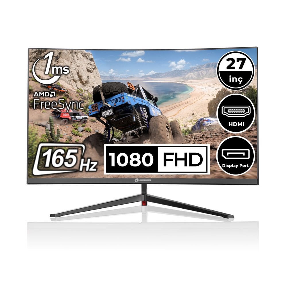 GameBooster GB-2779CF 27'' 165Hz 1Ms HDMI+DP FreeSync FullHD VA Curved Oyuncu Monitör