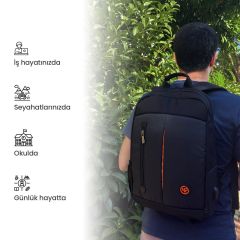 Npo CitylifePlus Smart 16'' Çift Ana Bölmeli Notebook Sırt Çantası-Siyah