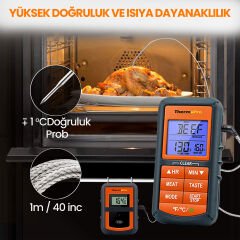 NPO ThermoPro TP07C Alarmlı, Aydınlatmalı ve Kablosuz 150m Menzilli Profesyonel Gıda Pişirme Termometre