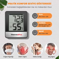 NPO ThermoPro TP49B Mini Iç Mekan Dijital Sıcaklık ve Nem Ölçer Termometre