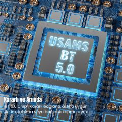 Usams USAMS-IA04 IOS/Android Uyumlu BT5.0 TWS Bluetooth Kulaklık-Mavi