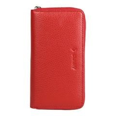 Glary GL100RD Telefon Bölmeli 1.Sınıf Kalite Hakiki Deri(Genuine Leather) Portmone Unisex Cüzdan-Kırmızı
