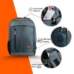 Npo CitylifePlus Smart 16'' Çift Ana Bölmeli Notebook Sırt Çantası-Gri