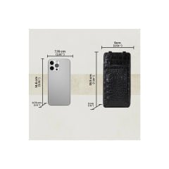 Glary GL200BLC 1.Sınıf Kalite Hakiki Deri Portmone Unisex Boyun Askılı Pasaport ve Telefon Cüzdanı-Siyah