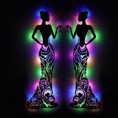 Veraart Işıklı Kadın Temalı Tablo Bloom Dekoratif Gece Lambası 70 cm Rengarenk 2 Adet