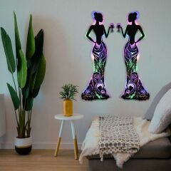 Veraart Işıklı Kadın Temalı Tablo Bloom Dekoratif Gece Lambası 70 cm Rengarenk 2 Adet