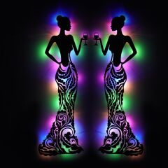 Veraart Işıklı Kadın Temalı Tablo Bloom Dekoratif Gece Lambası 100 cm Rengarenk 2 Adet