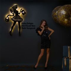 Veraart Işıklı Kişiselleştirilebilir Kadın Temalı Tablo Laura Dekoratif Gece Lambası 60 cm