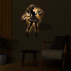 Veraart Işıklı Kişiselleştirilebilir Kadın Temalı Tablo Laura Dekoratif Gece Lambası 100 cm