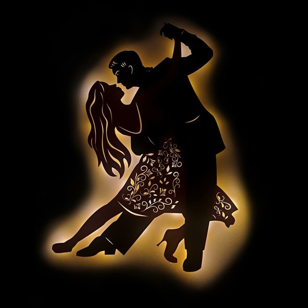 Veraart Işıklı Dans Eden Çift Temalı Tablo Passion Dekoratif Gece Lambası 80 cm