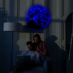 Veraart Kişiselleştirilebilir Işıklı Epoksi Cam Katmanlı Tablo Sierra Dolunay 40 cm