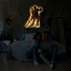 Veraart Işıklı Dans Eden Çift Temalı Tablo Amor Dekoratif Gece Lambası 80 cm