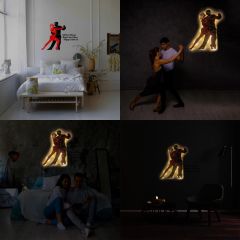 Veraart Işıklı Dans Eden Çift Temalı Tablo Amor Dekoratif Gece Lambası 100 cm