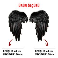 Veraart Kişiselleştirilebilir Işıklı Epoksi Cam Tablo Lucifer Siyah Melek Kanadı 70 cm Anneler Günü Hediyesi