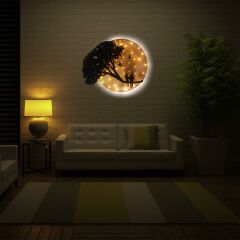 Veraart Kişiselleştirilebilir Işıklı Epoksi Cam Katmanlı Tablo Linda Sevgili Dolunay 40 cm